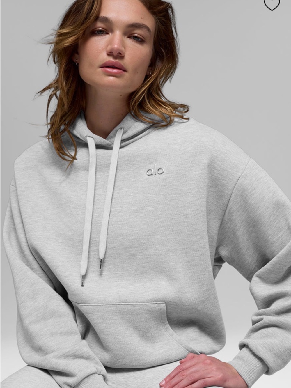 ALO Yoga Light Gray Crewneck Hoodie Sweater